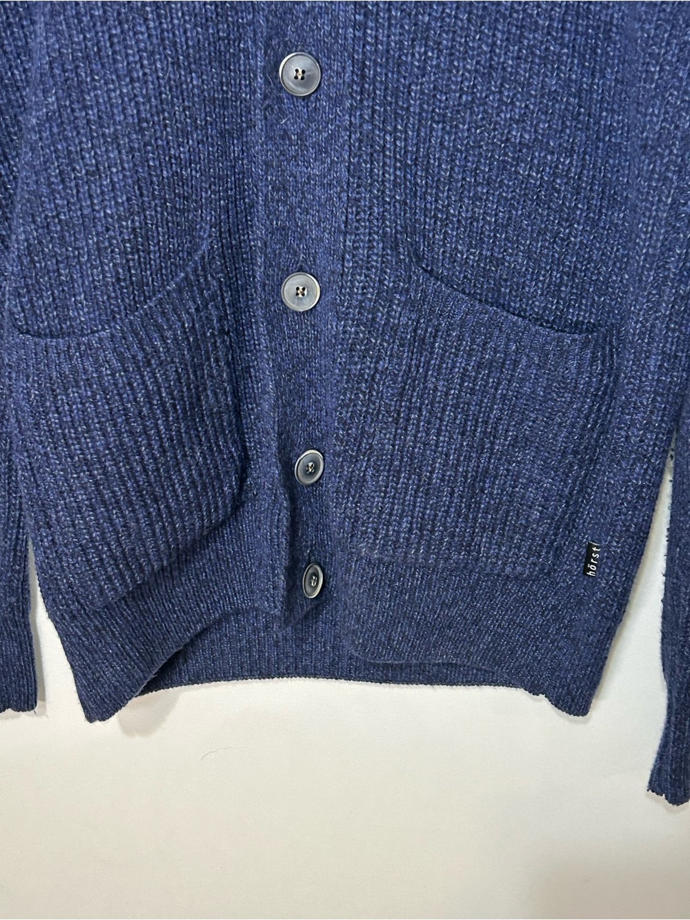 Hörst Men’s Navy Wool Shawl Collar Cardigan Made in Italy L - Picture 4 of 11